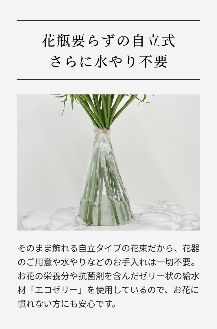 花瓶要らずの自立式　さらに水やり不要
